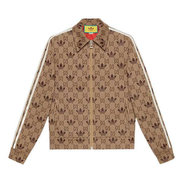 

Куртка x adidas gg trefoil zip jacket 'beige ebony' Gucci, бежевый