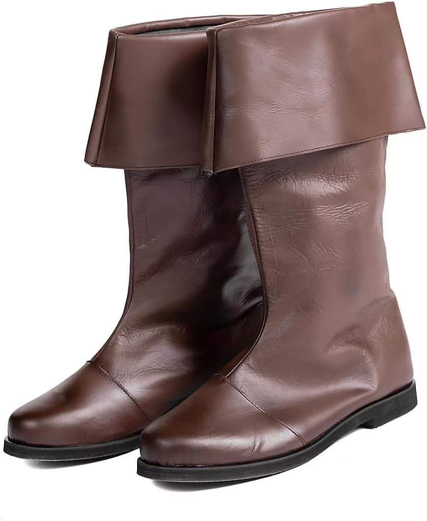 

Мужские пиратские ботинки эпохи Возрождения из искусственной кожи, большие, средневековые, стимпанк, вестерн, рыцарские ботинки на Хэллоуин Helltaker, коричневый