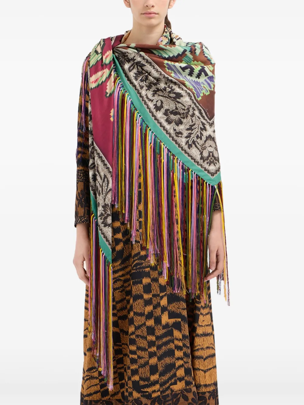 

Шарф с узором и бахромой Pierre-Louis Mascia, красный