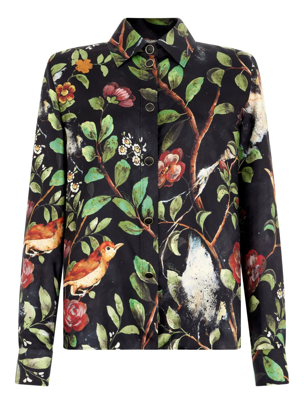 

Рубашка с цветочным принтом Shrub Roberto Cavalli, черный