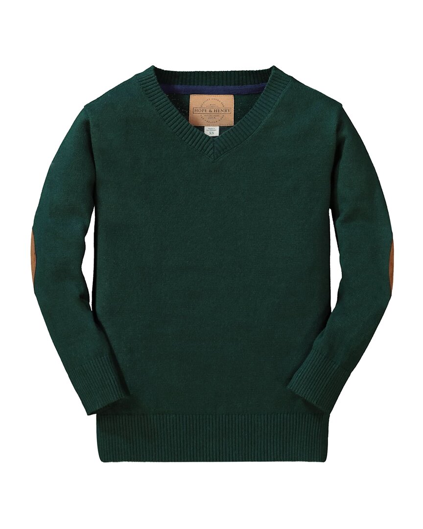 

Тонкий вязаный свитер с V-образным вырезом HOPE & HENRY, зеленый