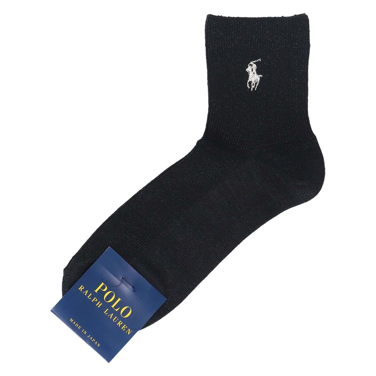 Носки с блестящим волнистым краем и золотой вышивкой, длиной до колена. Polo Ralph Lauren, 89. Black