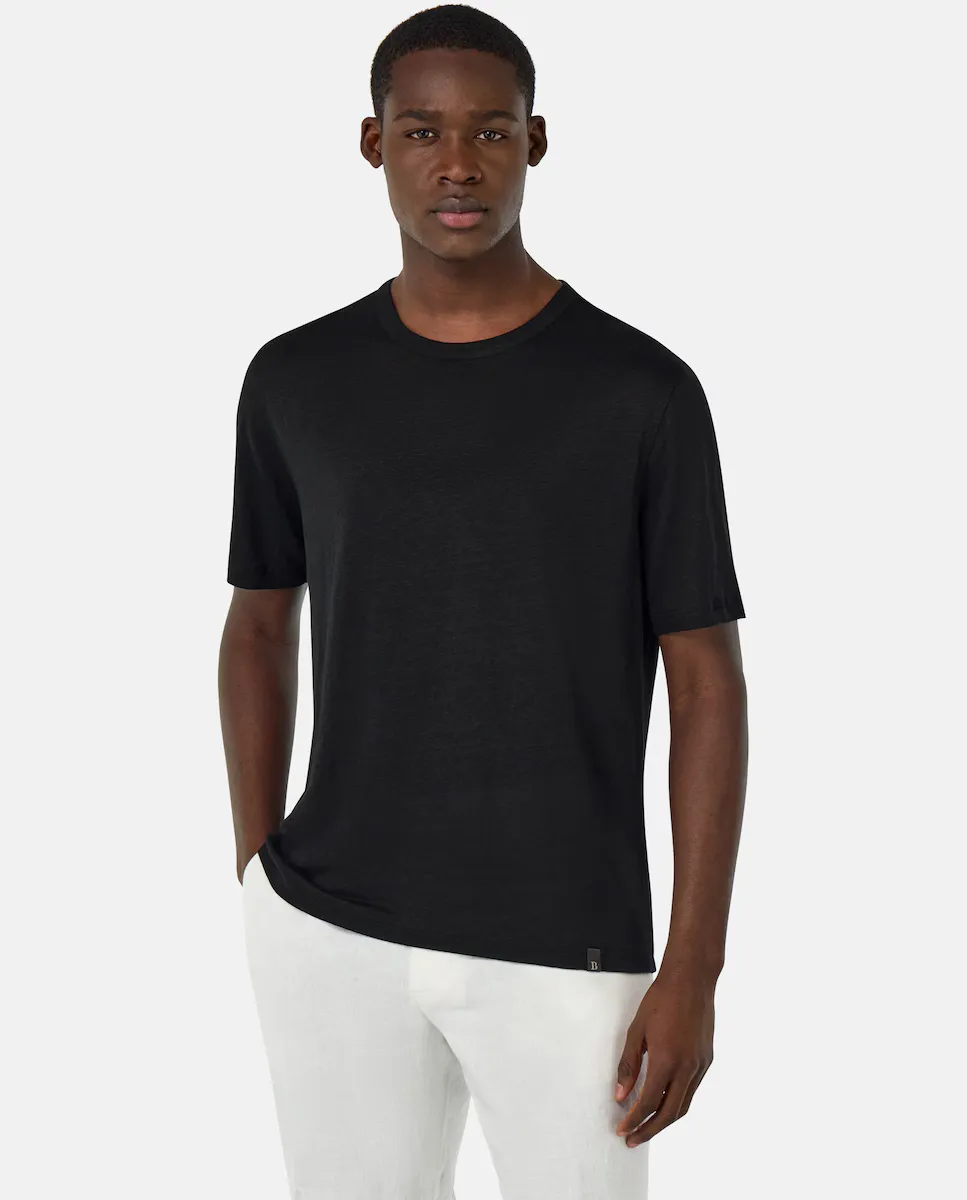 

Мужская футболка из эластичного льняного трикотажа Boggi Milano, черный