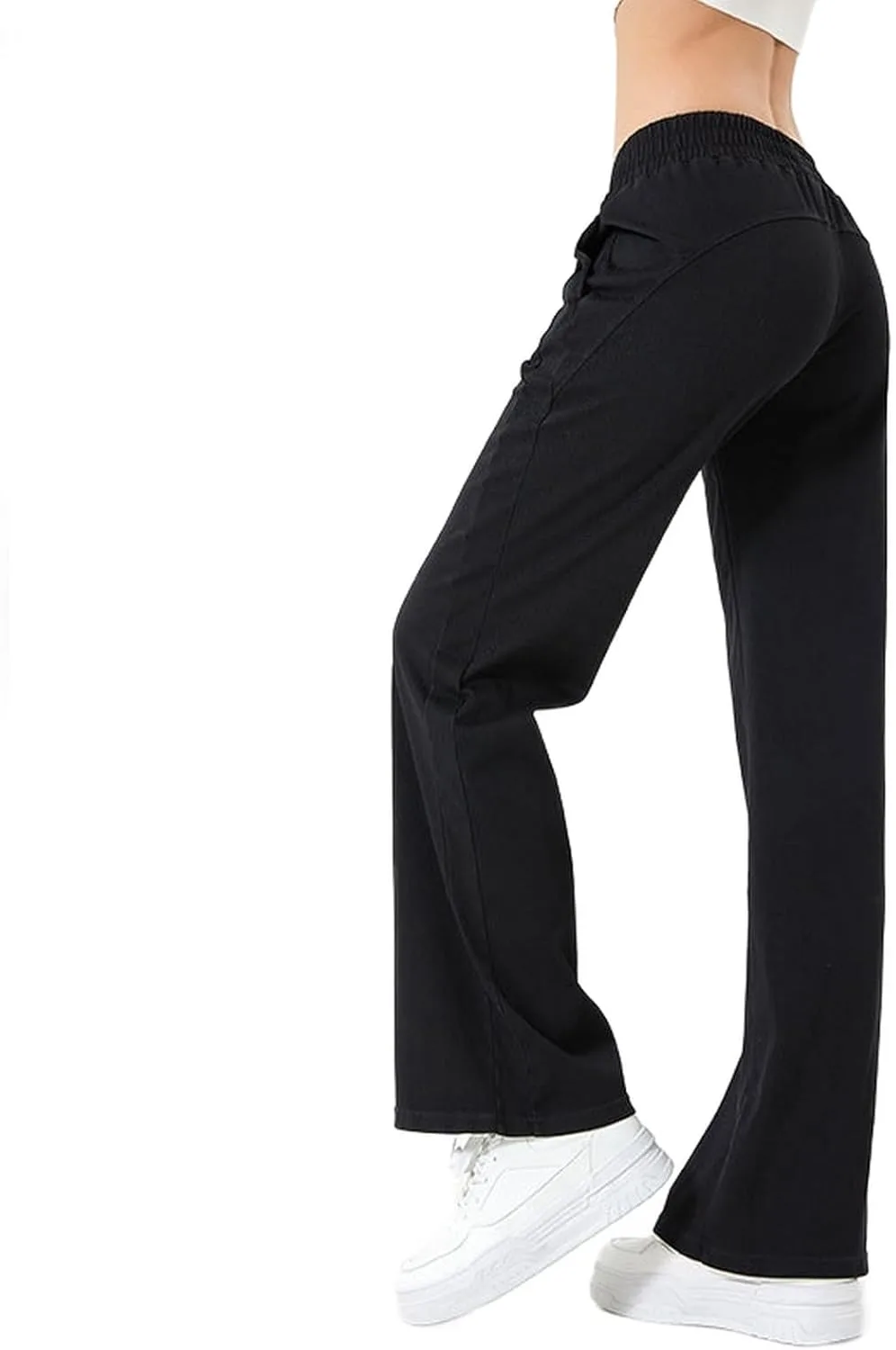 

Женские джинсы-палаццо на резинке с карманами