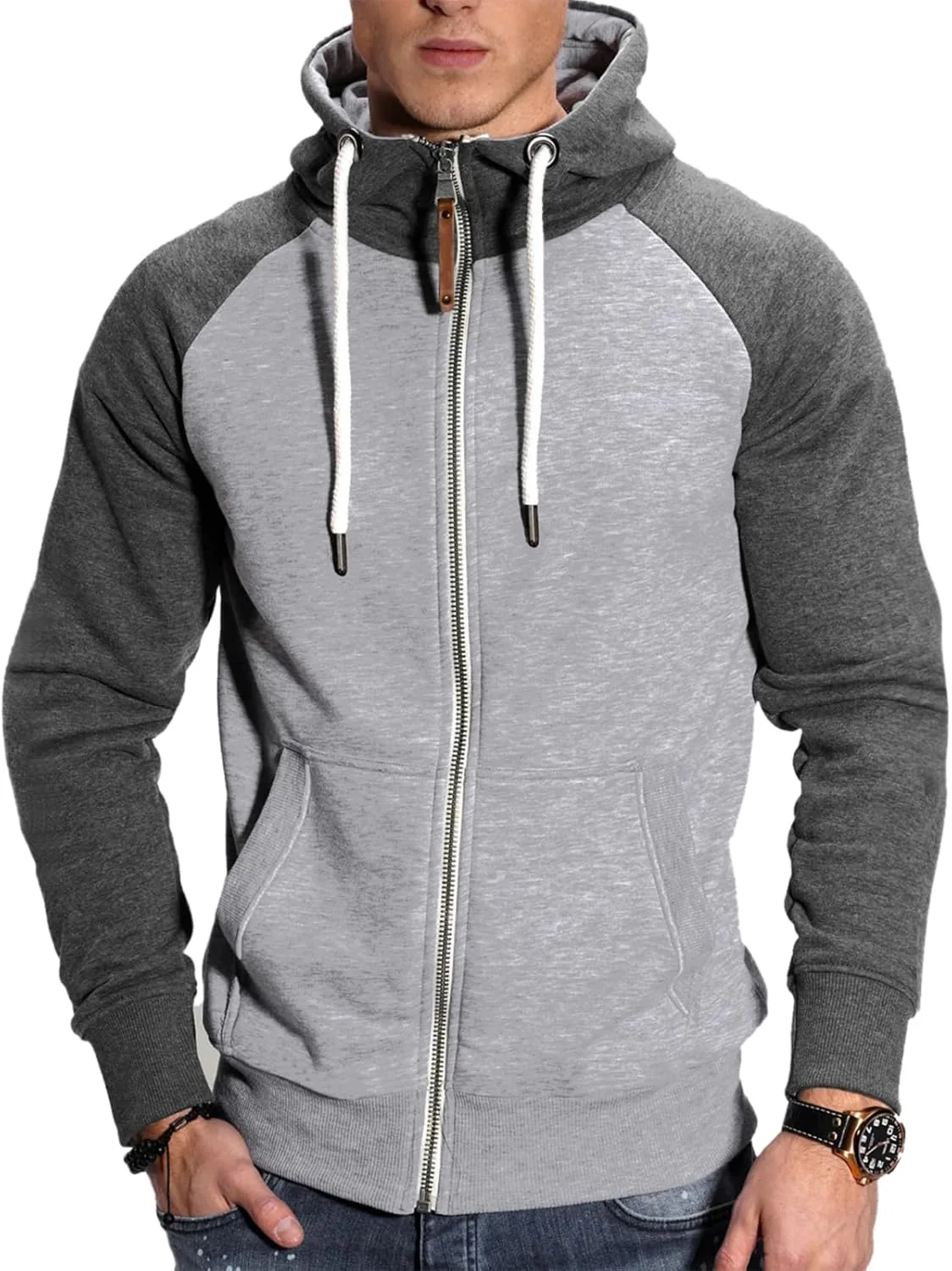 

Мужская худи на молнии casual с длинным рукавом slim fit Quskc