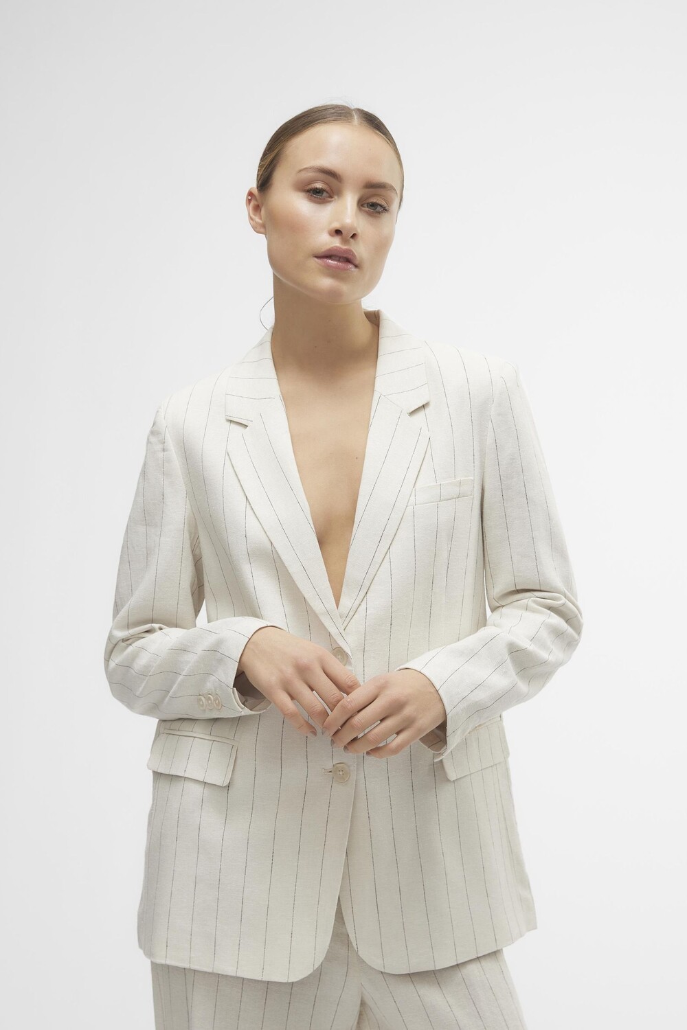 

Полосатая куртка из смесового льна Vero Moda, бежевый