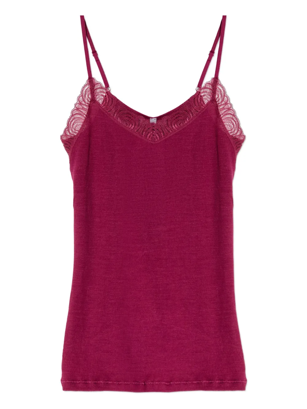 

Топ с кружевной отделкой и ребристой вязкой Hanro, розовый