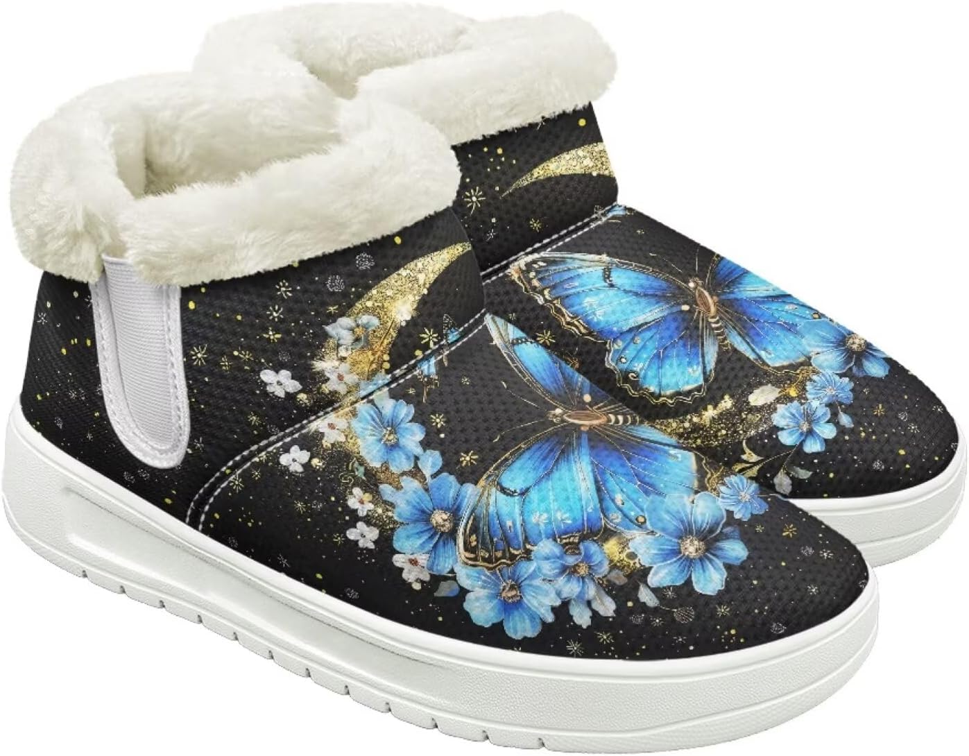 

Зимние ботинки для женщин и мужчин, слипоны, снежные туфли, для походов и путешествий, для ходьбы, с нескользящей резиновой подошвой, модный подарок Cugasmaru, Butterfly Moon