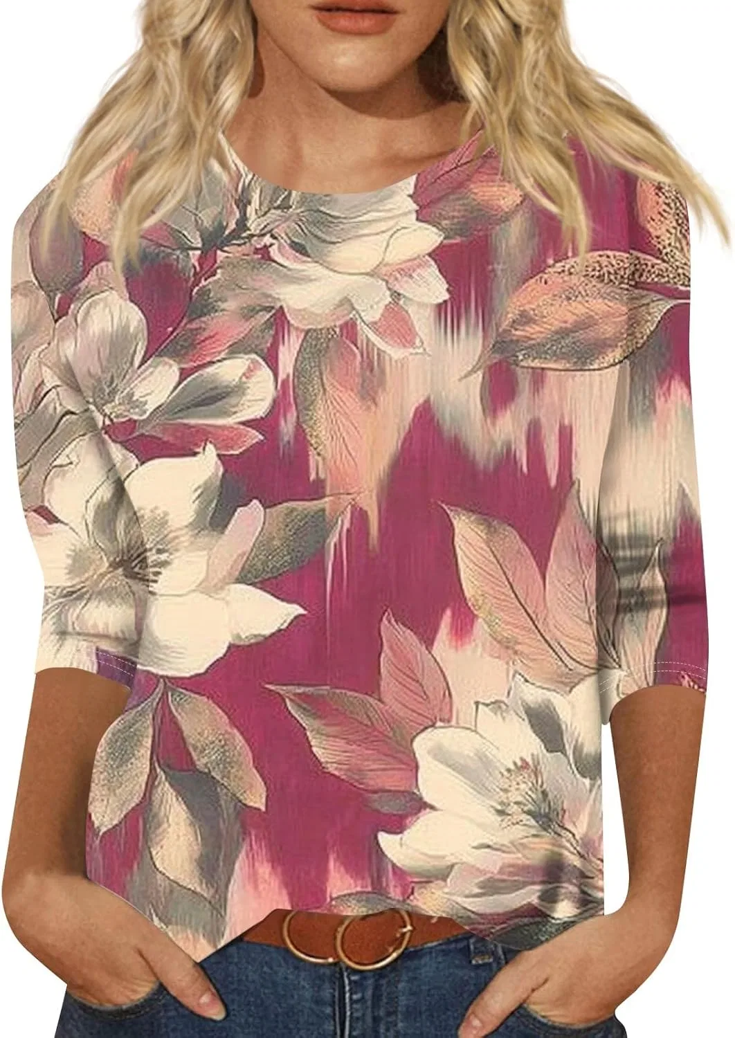 Женская туника с рукавом 3/4, Generic, 4-hot Pink