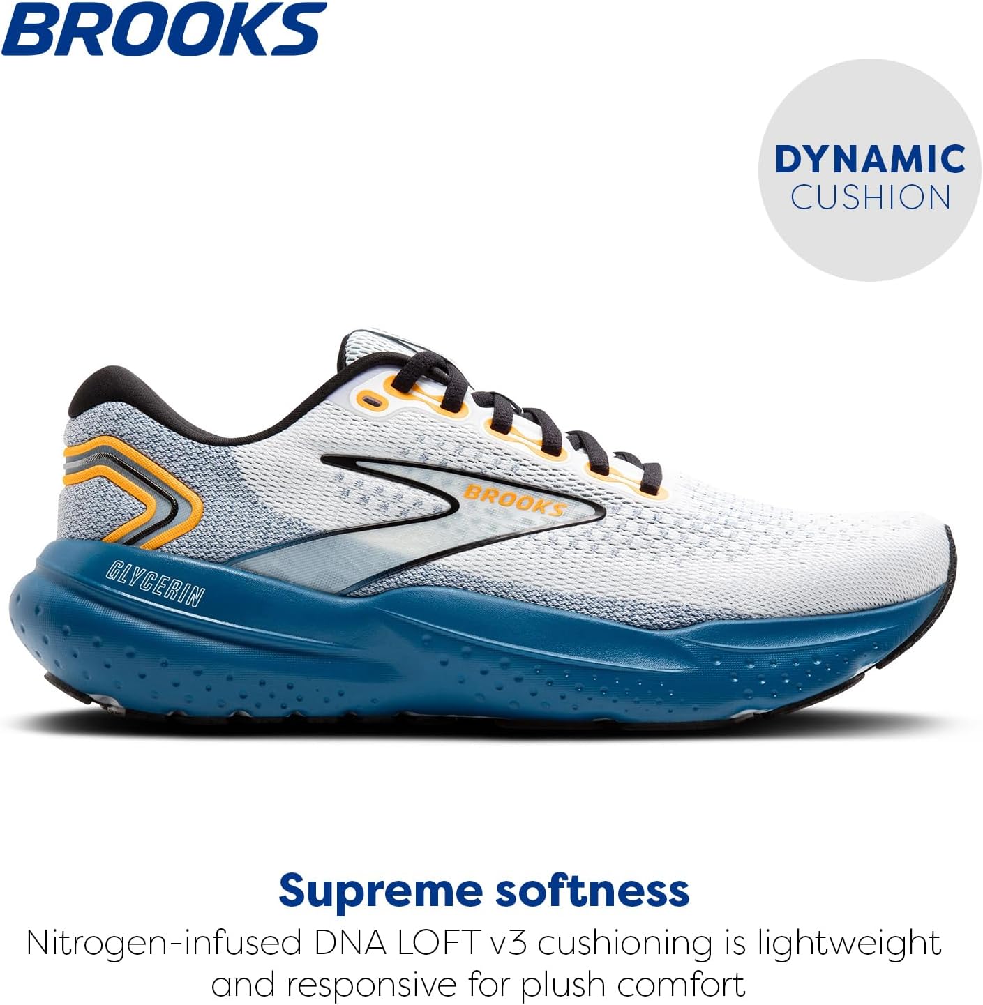 Мужские кроссовки Brooks Glycerin 21 Neutral для бега, белый/оранжевый — фото 2