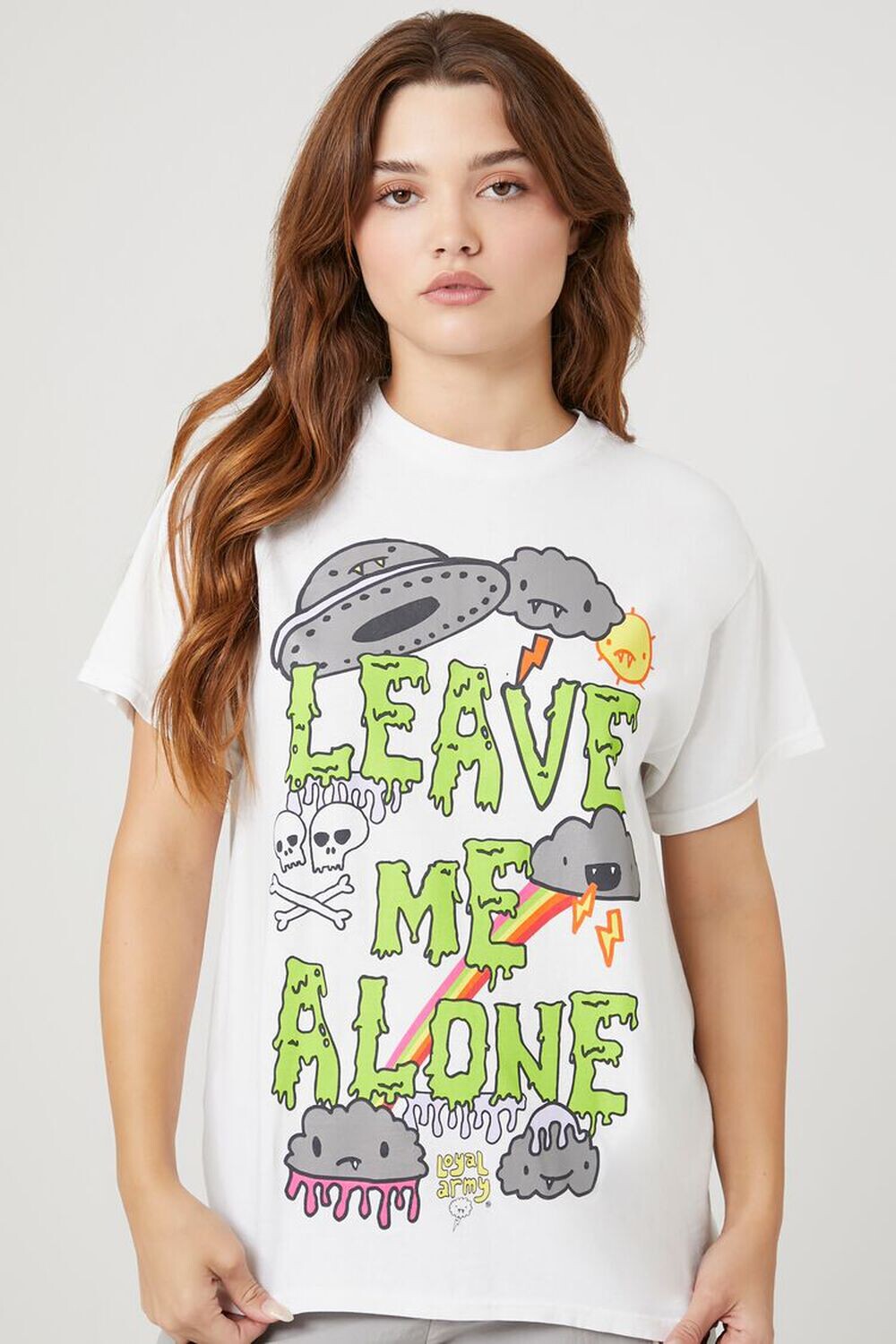 

Футболка с рисунком Loyal Army Leave Me Alone Forever 21, белый