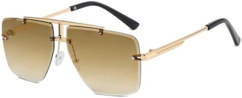 

Модные мужские солнцезащитные очки без оправы для женщин, солнцезащитные очки с двойной перемычкой и металлической оправой, очки для вождения с защитой от УФ-излучения UV400 MTZJH, Gold Tea