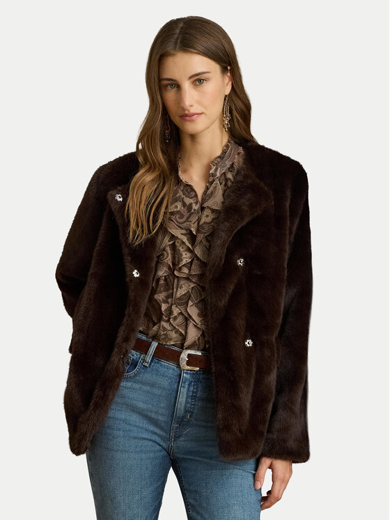 

Меховое пальто regular fit 297P04117002 Lauren Ralph Lauren, коричневый