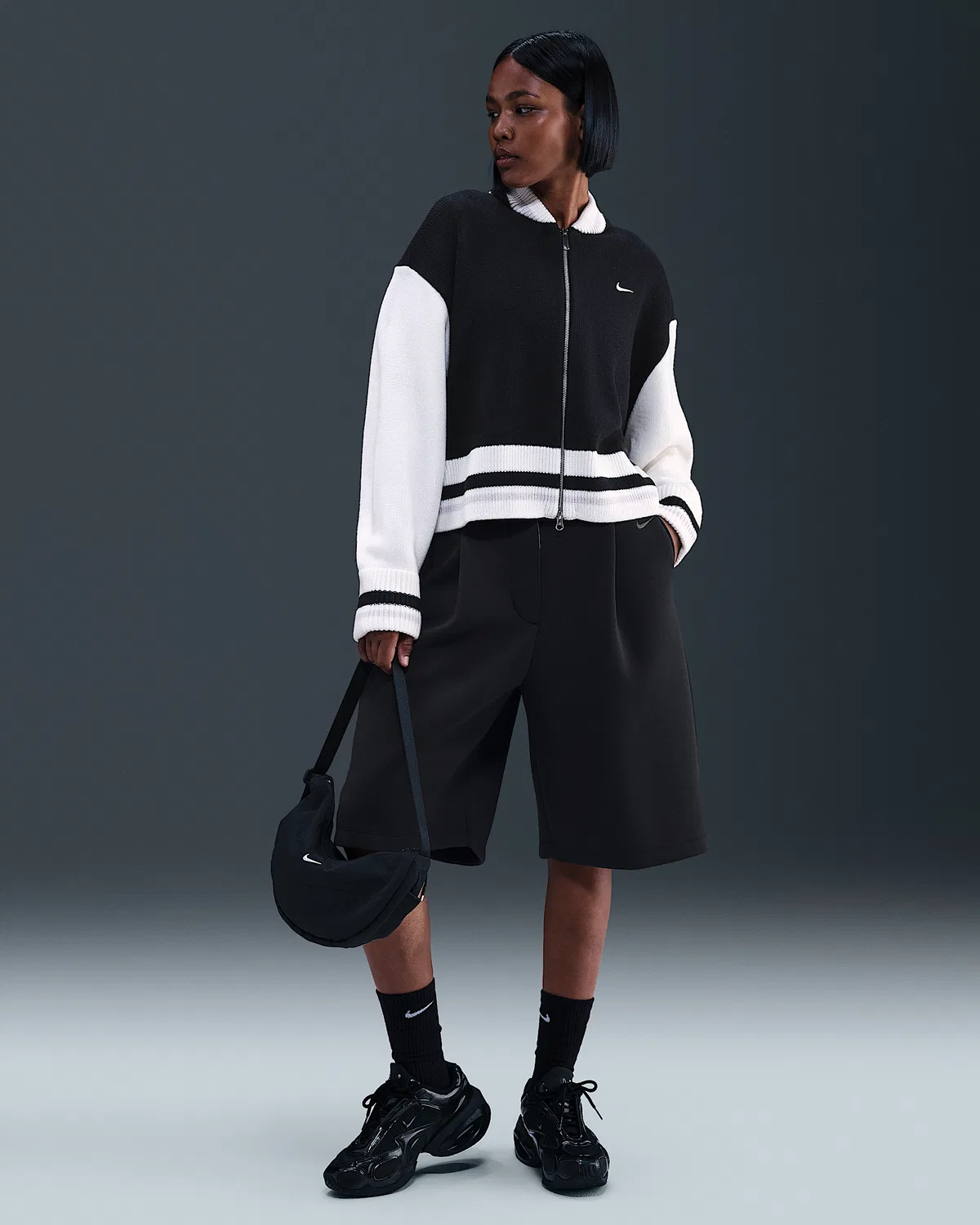 Женский кардиган Nike Sportswear, Black/Sail/Vast Grey/Sail — фото 4
