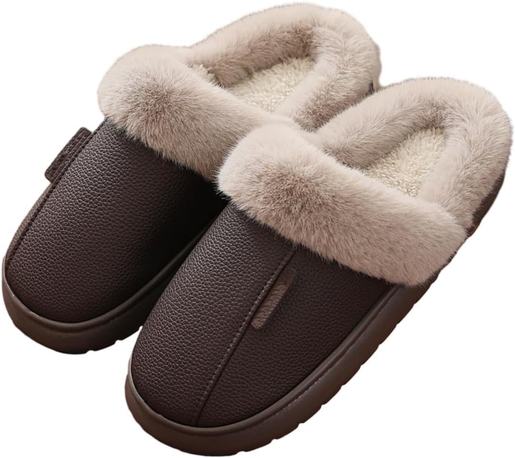 

Тапочки SXLINGDO EVA с замшевой подошвой для женщин и мужчин, для дома и улицы, водонепроницаемые, теплые, уютные, плюшевые, удобные, зимние, коричневый