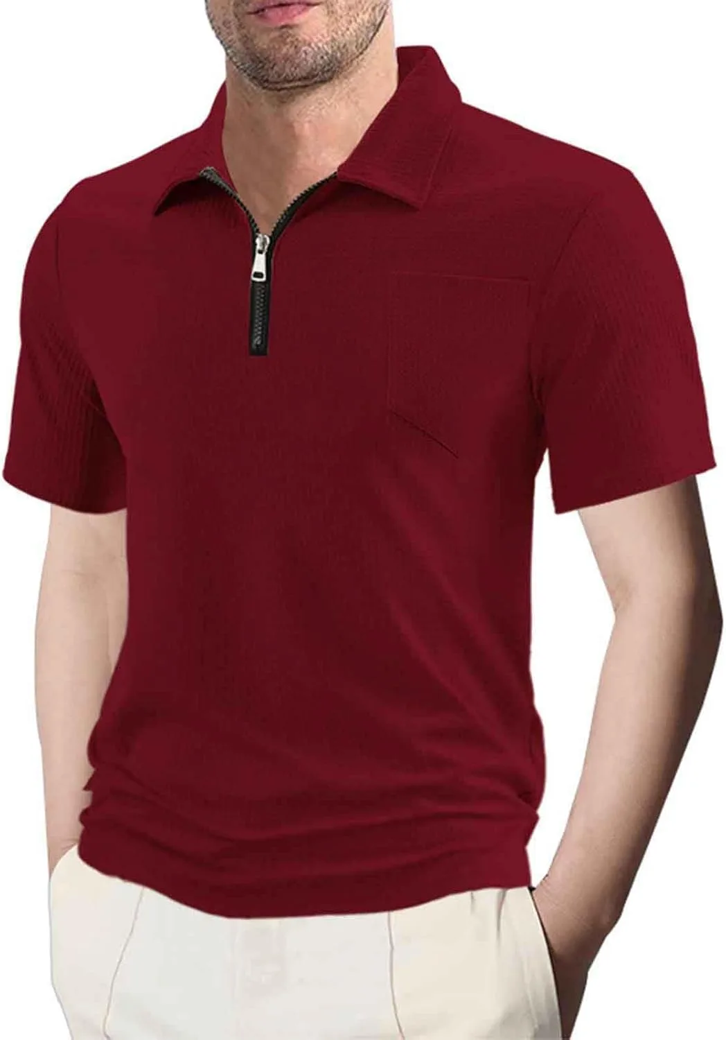 

Мужская футболка-поло Waffle Zip Up для гольфа с коротким рукавом Cambkatl