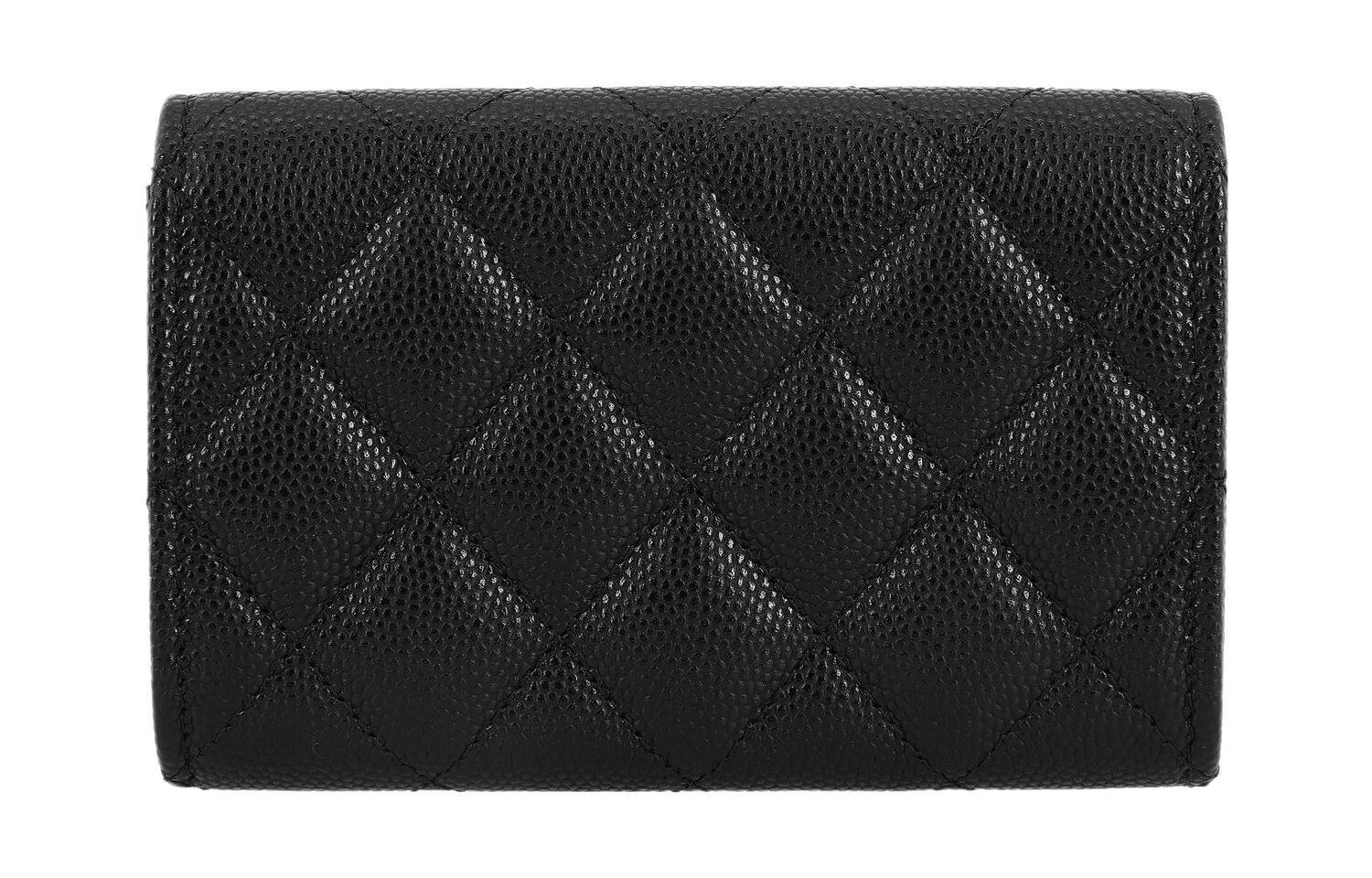 CHANEL Женский черный картхолдер из кожи икры — фото 3