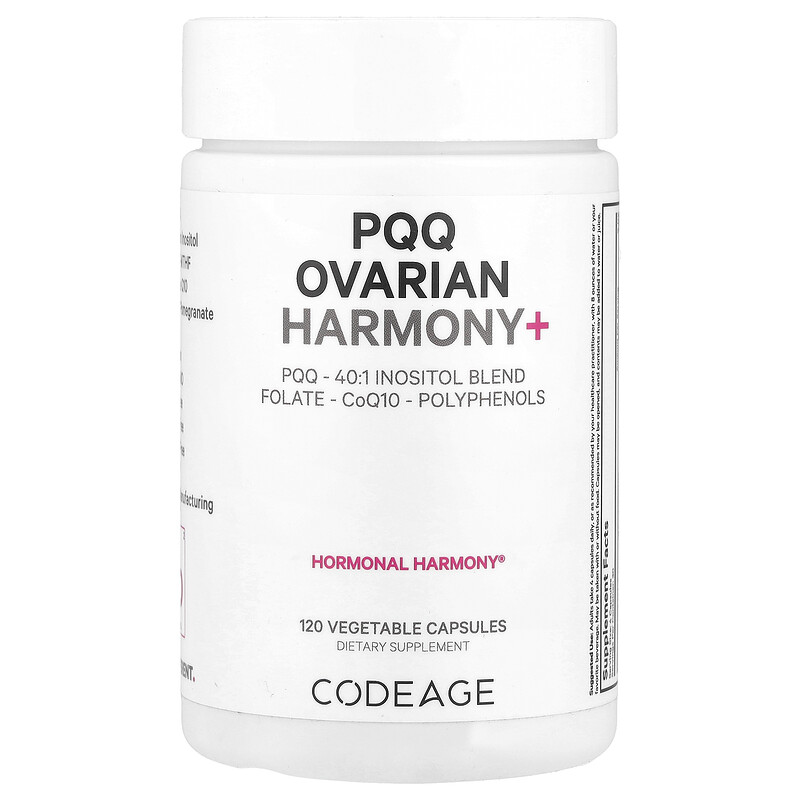 

Codeage, PQQ Ovarian Harmony +, 120 растительных капсул