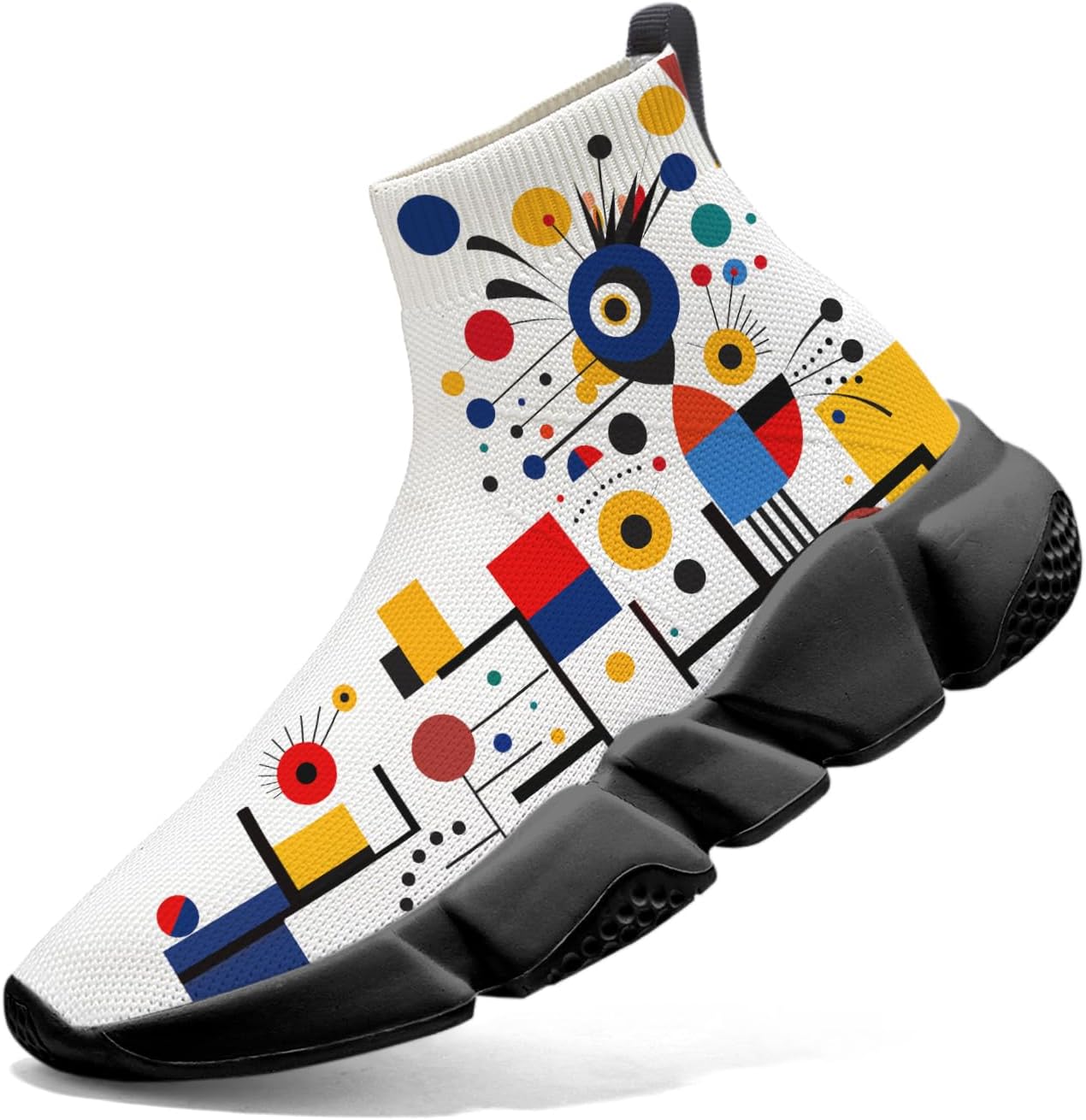

Мужские носочные кроссовки Hetios в стиле Мондриан, трикотажные слипоны, спортивно-повседневные, расписанные граффити, Mondrian_28