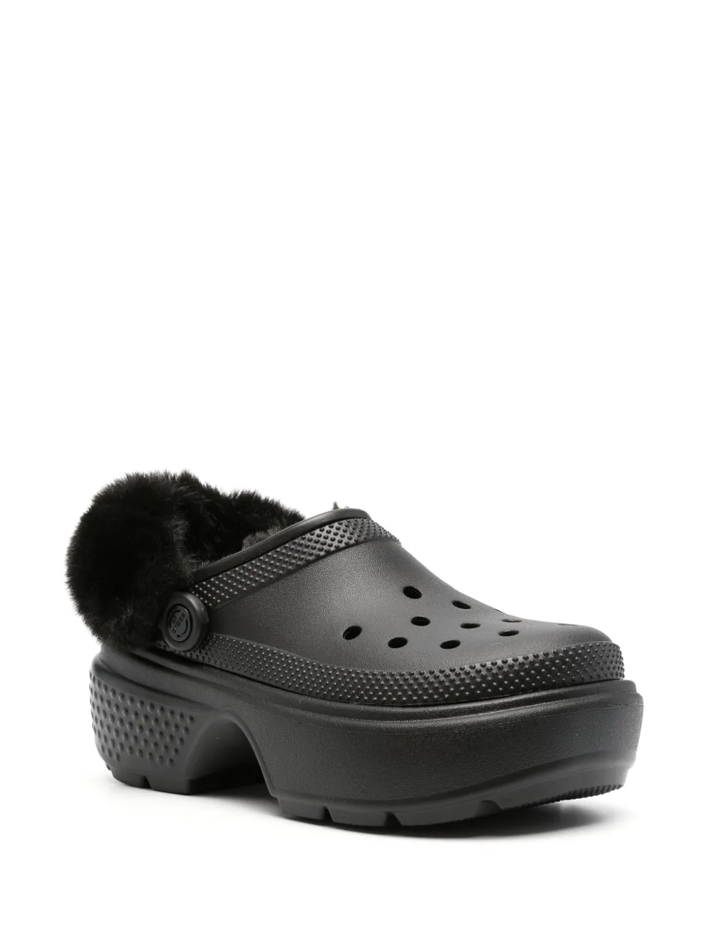 Кроксы на платформе со вставкой из искусственного меха Crocs, черный — фото 2
