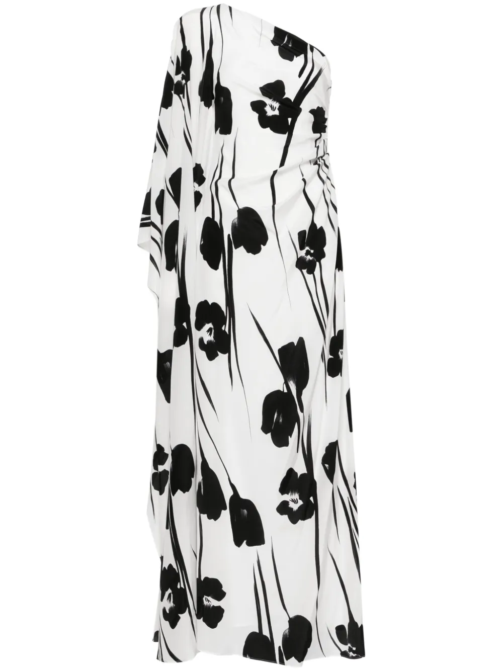 

Атласное платье макси Jonnny с цветочным принтом MAX MARA, белый