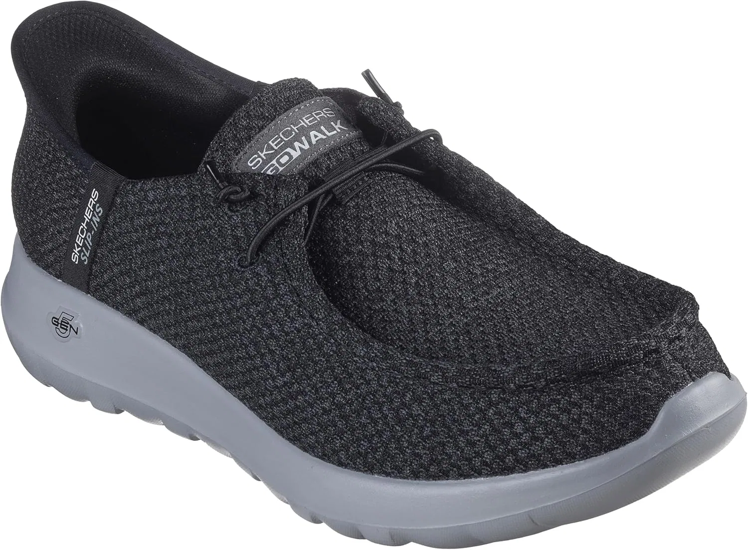 Мужские слипоны Skechers Hands-Free Go Walk Max - кроссовки без помощи рук, черный/серый