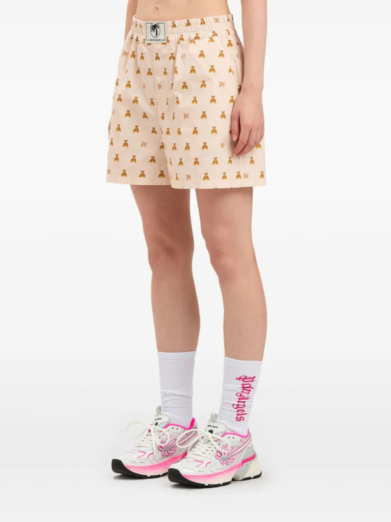 Palm Angels шорты Mini Bear Monogram, розовый — фото 4