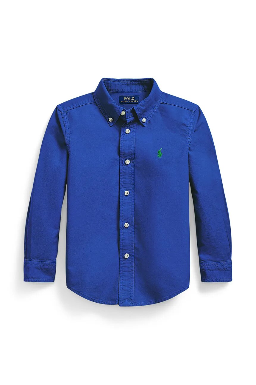 

Детская хлопковая рубашка Polo Ralph Lauren, синий