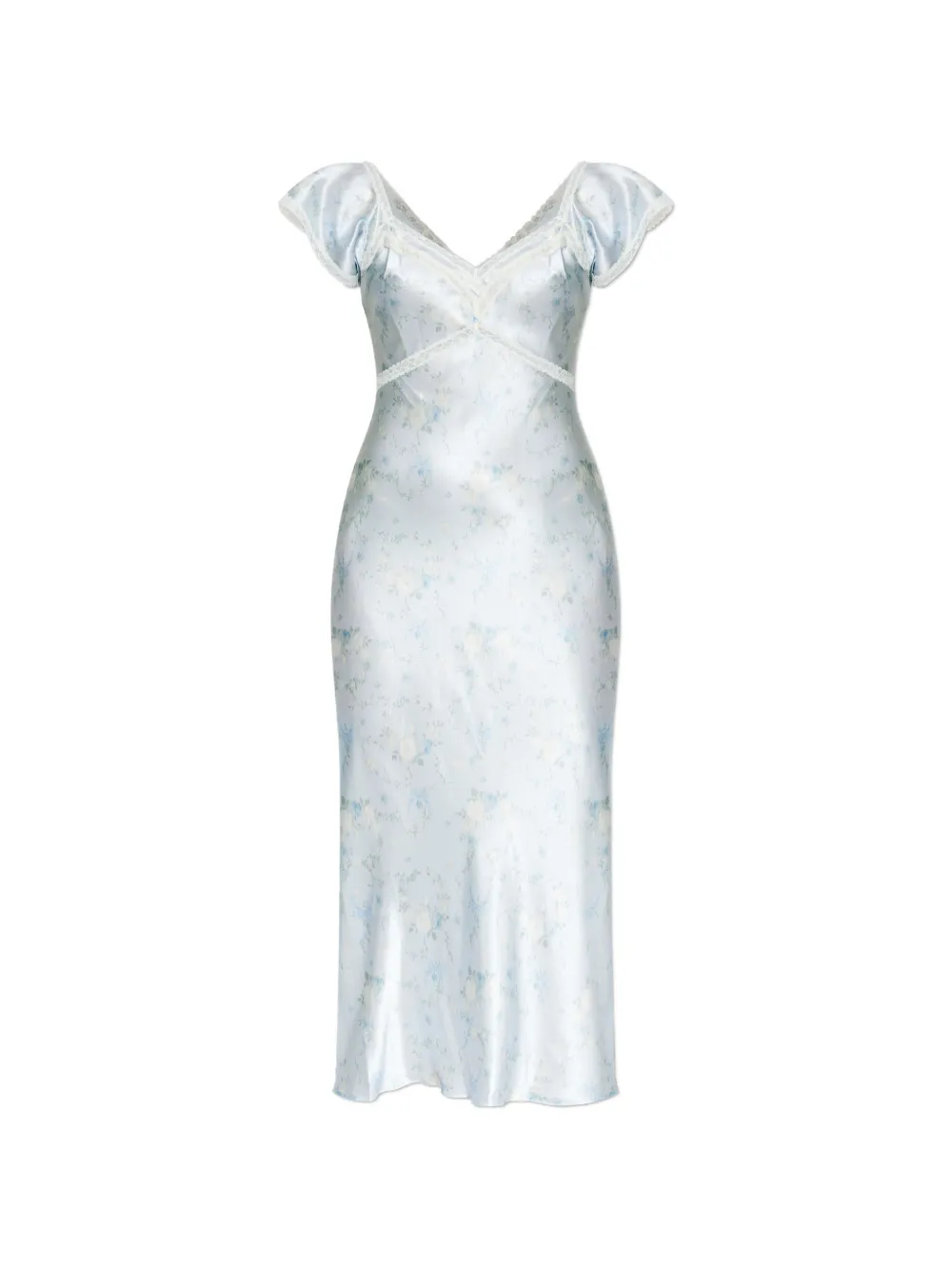 

Макси-платье Eline с кружевом и цветочным принтом Loveshackfancy, синий