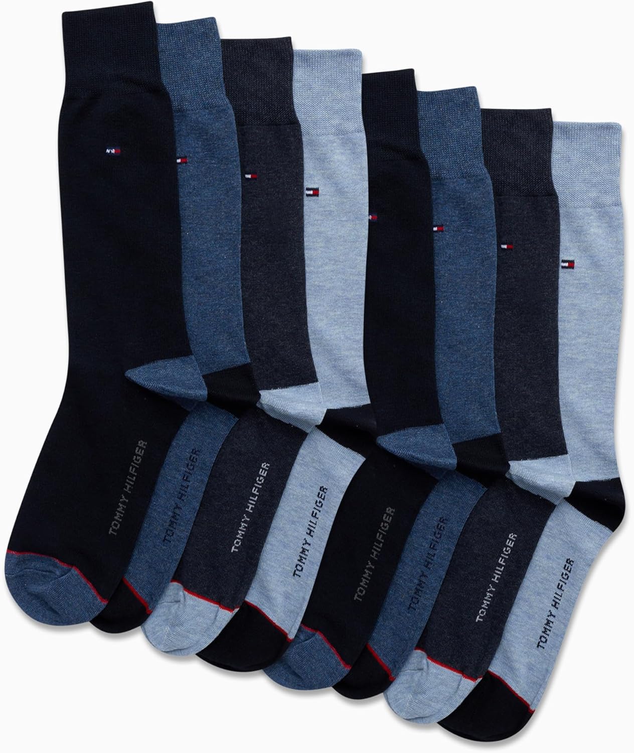 Мужские носки Tommy Hilfiger из дышащей эластичной ткани с мягкой подкладкой - 8 пар, Blue Assorted — фото 2
