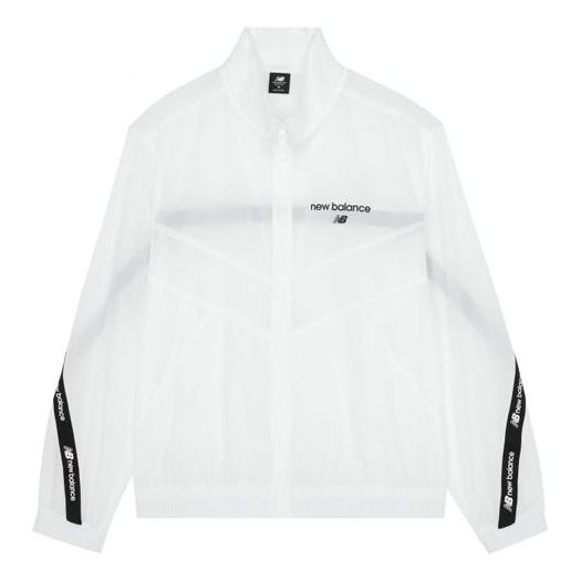 

Куртка New Balance Logo Full-Zip Woven Jacket 'White Black', белый