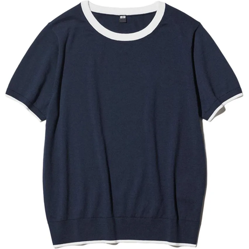 UNIQLO Футболка SS26 женская с круглым вырезом, темно-синяя