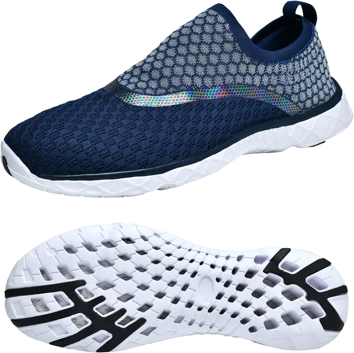 

Мужские водные кроссовки с быстрой сушкой, слив за 3 секунды и для плавания, походов, йоги Zhuanglin, темно-синий