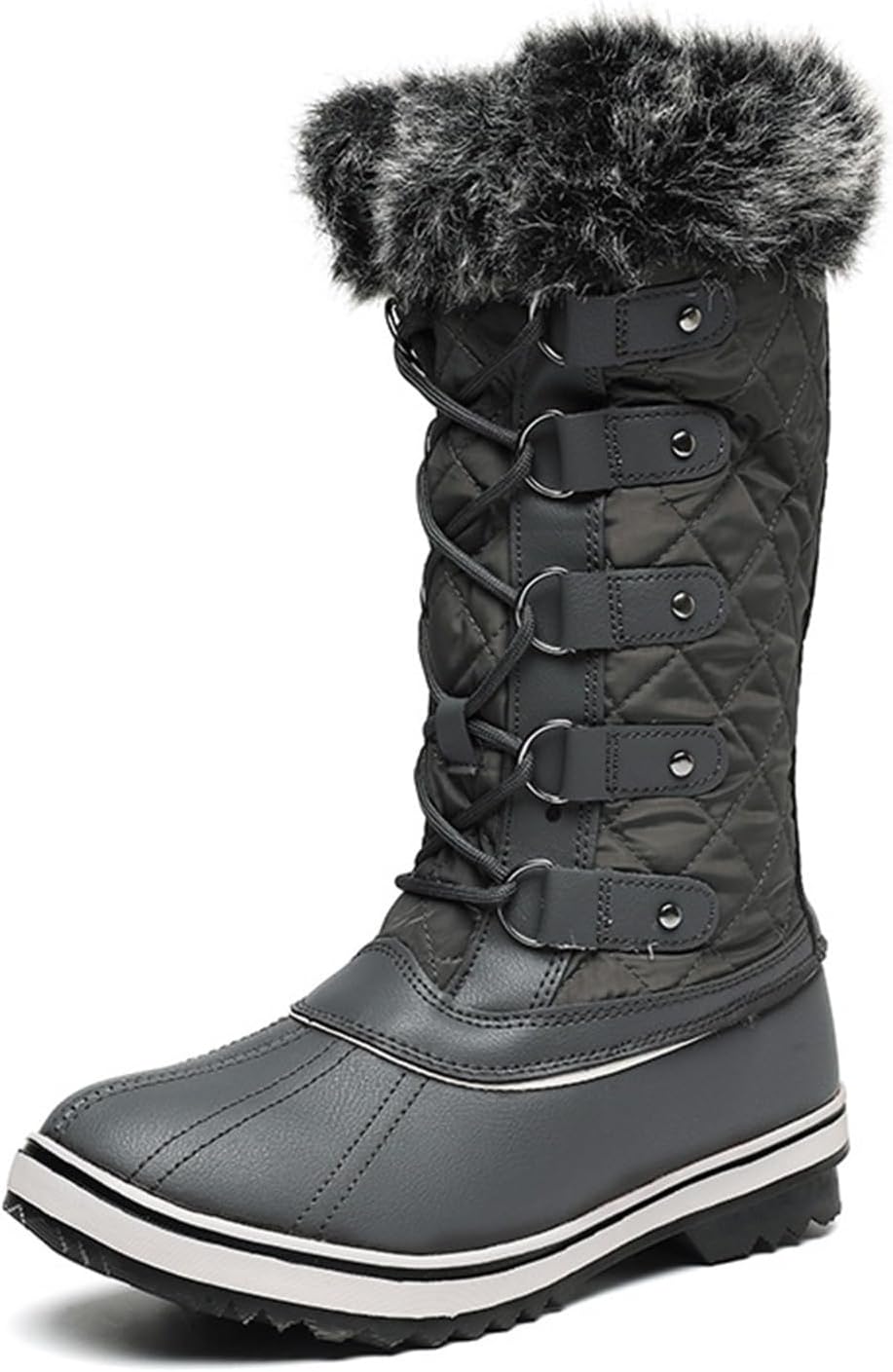 

Женские зимние ботинки DHAEY с платформой, утепленные мехом, модные, на шнуровке, унисекс, для снега, на плоской подошве, с круглым носком, водоотталкивающие, для улицы, средней высоты (Цвет: черный, Размер: 10 женский / 8.5 мужской)