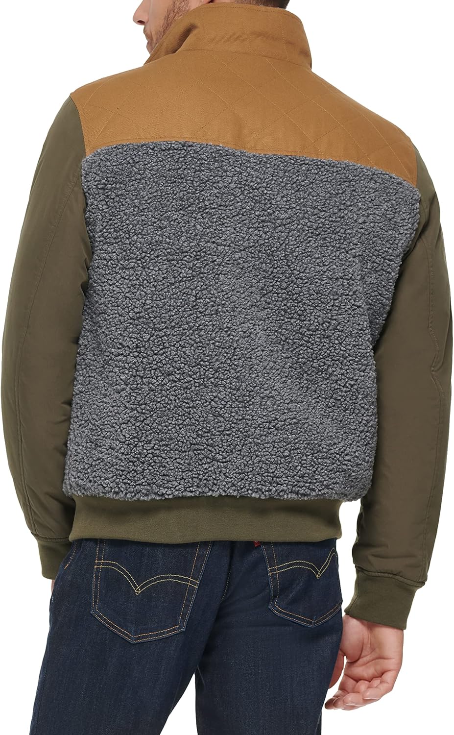 Мужская куртка Levi's из стеганого шерпа смешанной техники с воротником-стойкой, Olive — фото 4