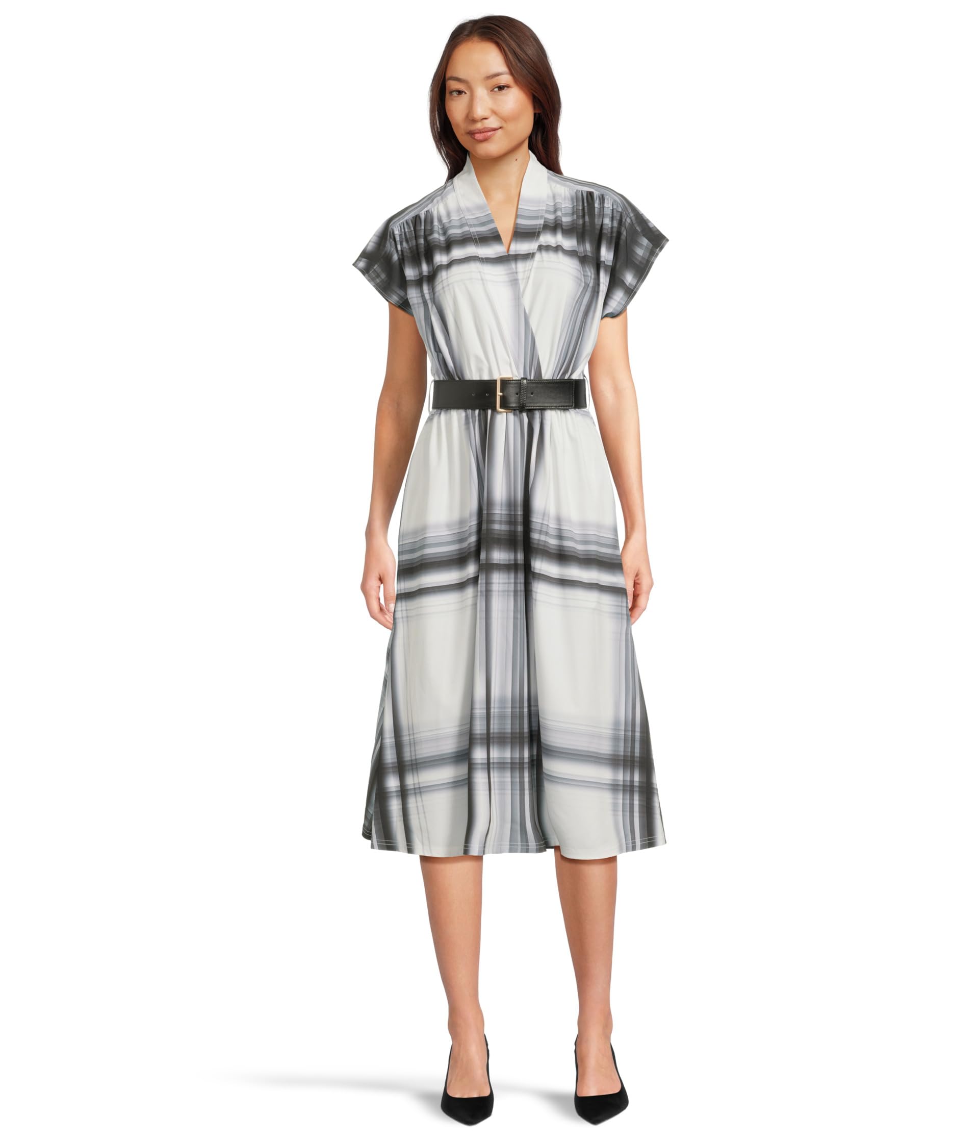 

Платье Calvin Klein Short Sleeve Printed Belted Commuter, Black Multi