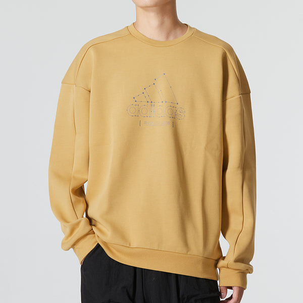 Толстовка Men's adidas Th Mh Crew Sports Solid Color Casual Round Neck Khaki, хаки — фото 3