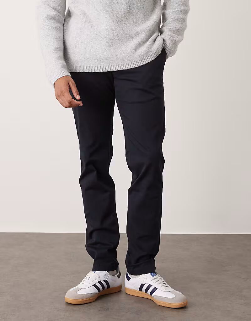 

Узкие брюки из хлопка темно-синего цвета Mango