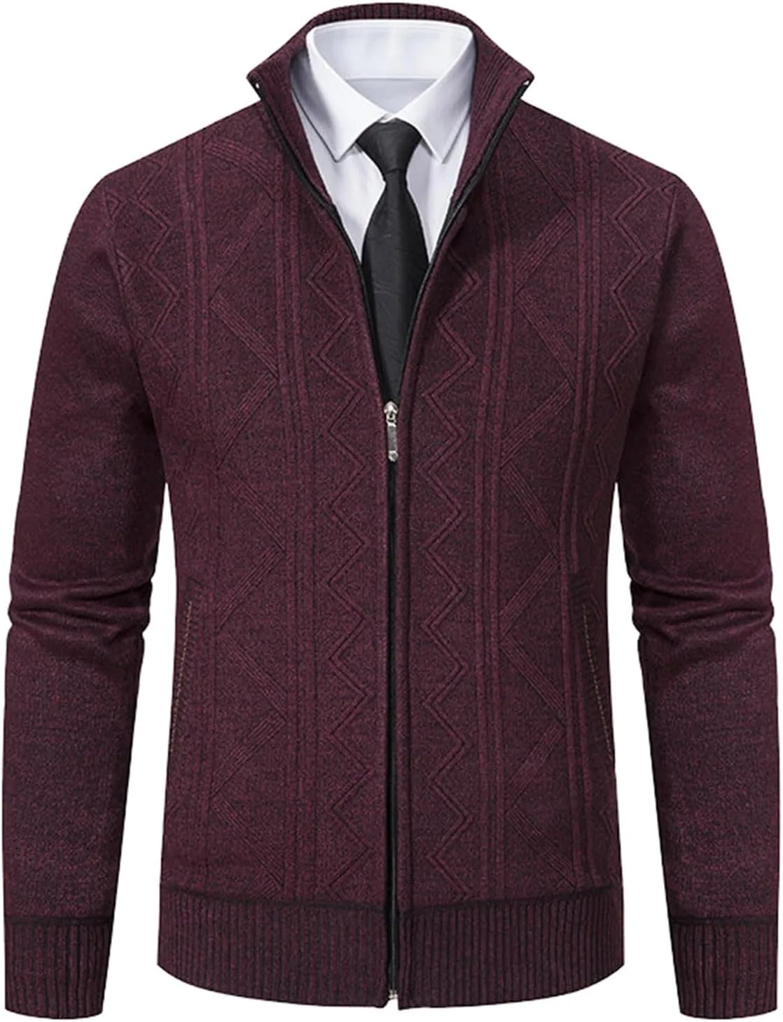 

Кардиган для мужчин Casual Full Zip Up Stand Collar с карманами