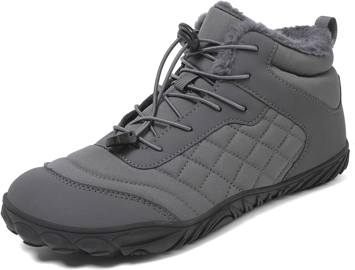 

Мужские и женские зимние сапоги без подошвы RUMPRA, утепленные мехом и водонепроницаемые, минималистичные с широкой передней частью и нулевым перепадом, серый