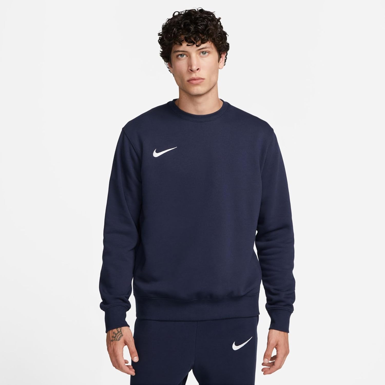 Толстовка NIKE M Nk FLC Park20 Crew для мужчин, Obsidian/White — фото 2