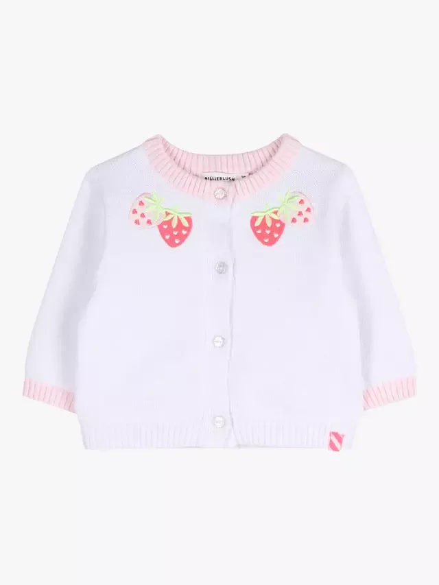 Детский вязаный кардиган Клубника, белый Billieblush