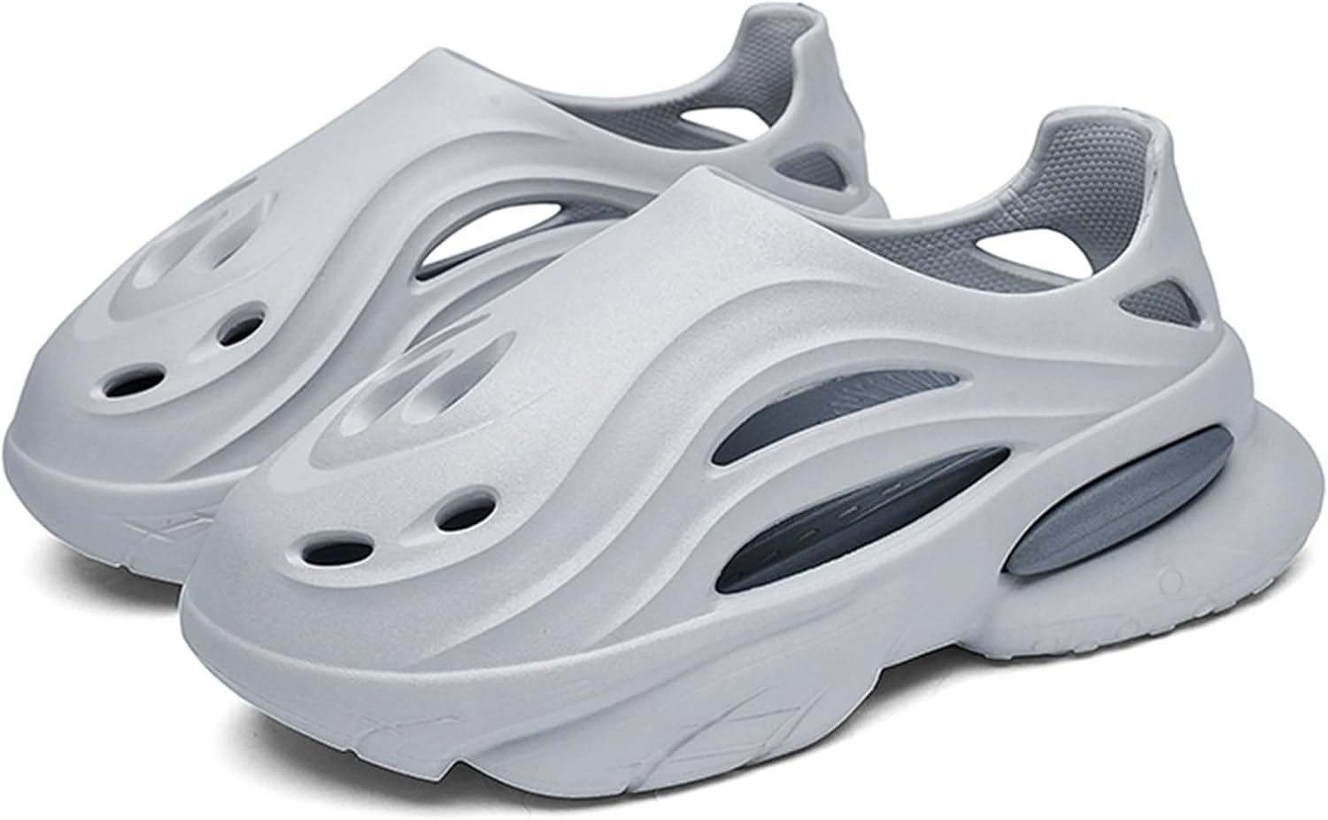 Мужские кроссовки Foam Runner с толстой подошвой из EVA, с вырезами, легкие, слипоны, для ходьбы, дышащие, мягкие пляжные сандалии Inkuil, серый — фото 3