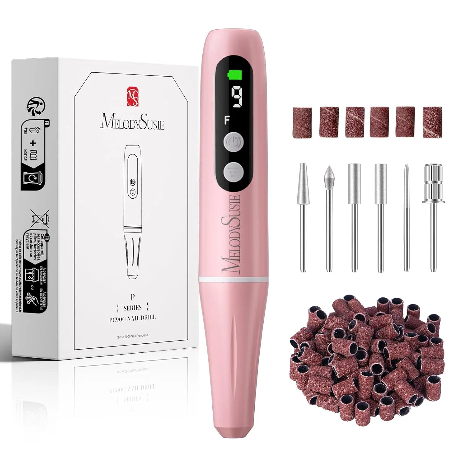 Беспроводной фрезер для маникюра MelodySusie PC90G, 20000 об/мин Melodysusie, Pink