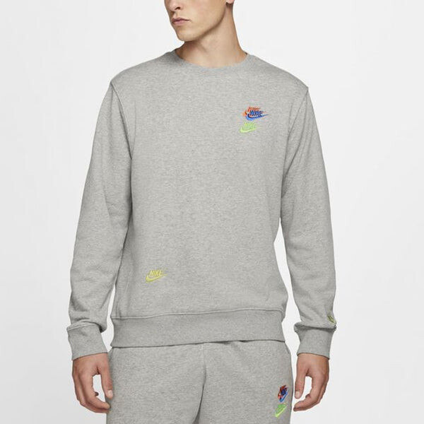Толстовка Men's Nike Contrasting Colors Logo Round Neck Pullover Autumn Gray, серый — фото 3