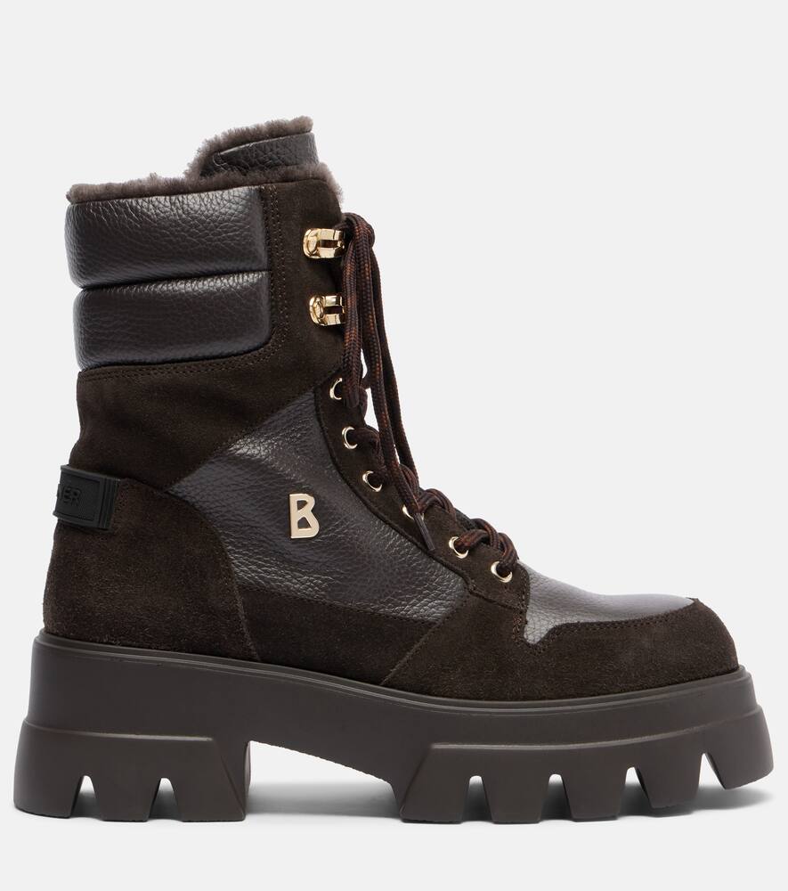 Саппоро замшевые ботинки на шнуровке с овчиной Bogner, Dark Brown — фото 4