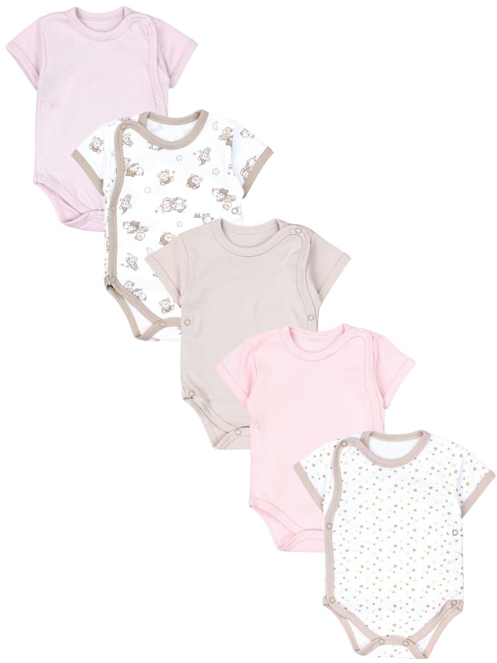 

TupTam Комплект из 5 боди с короткими рукавами для девочки, бежево-белого цвета