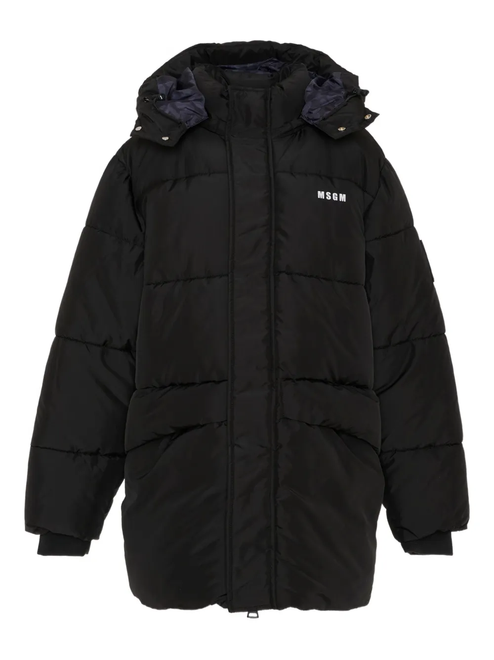 

Пальто с капюшоном и логотипом Msgm Kids, черный