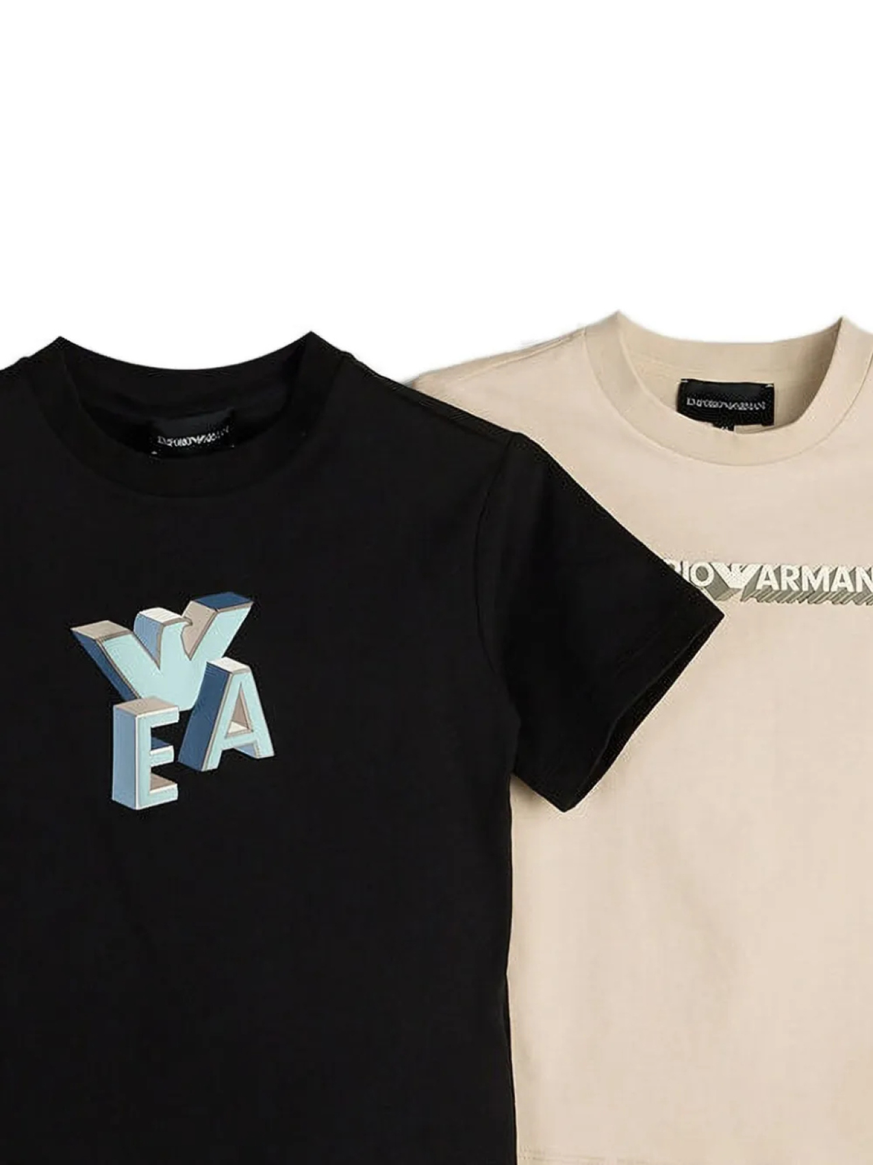 Футболка из хлопка с графическим принтом (комплект из двух) Emporio Armani Kids, синий — фото 2