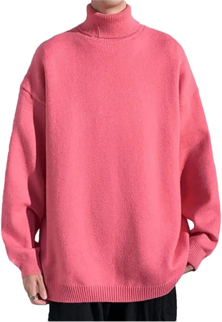 

Осенне-зимний свитер-водолазка мужской вязаный свободного кроя